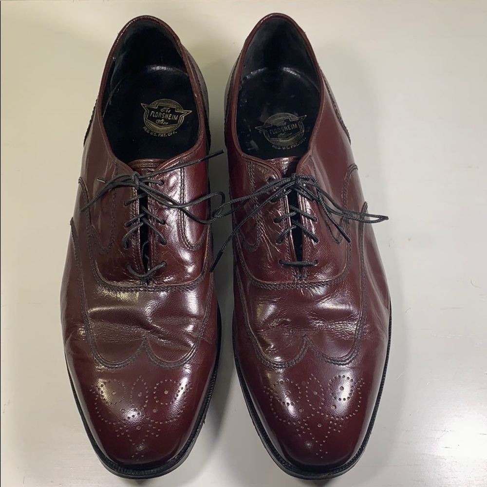 Florsheim Burgundy Lace up Wing Tip Shoe